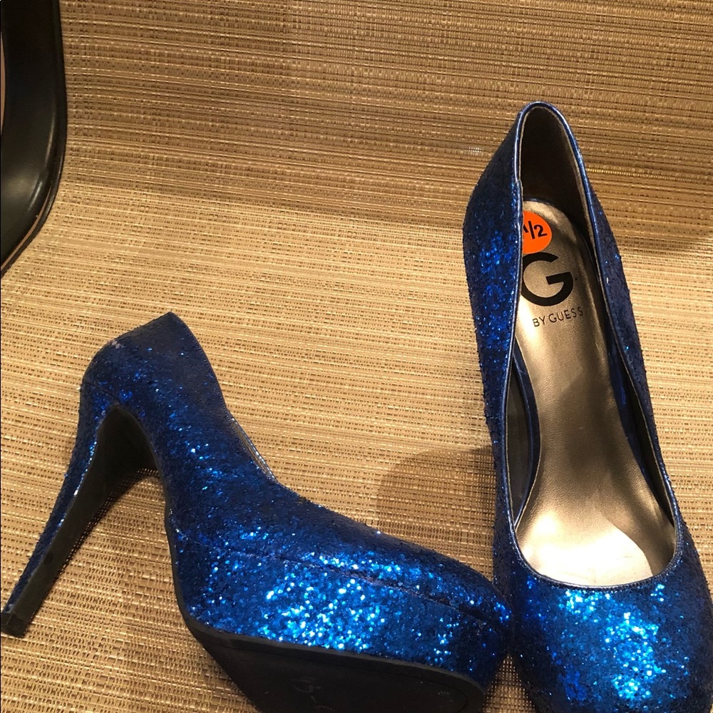 Electric blue sparkle heels